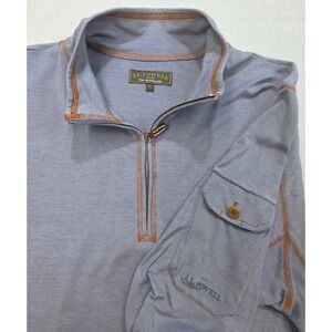 J.L. Powell Pullover Shirt Pullover Men's XL Blue 1/4 Zip Sleeve Pocket